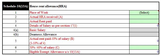 ITR-1 excel utility
